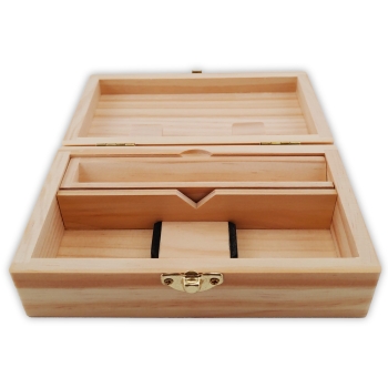 RAW Holzbox inkl. Rollbrett 2 Fächer Aufbewahrungsbox aus Kiefer für Kiffer 2
